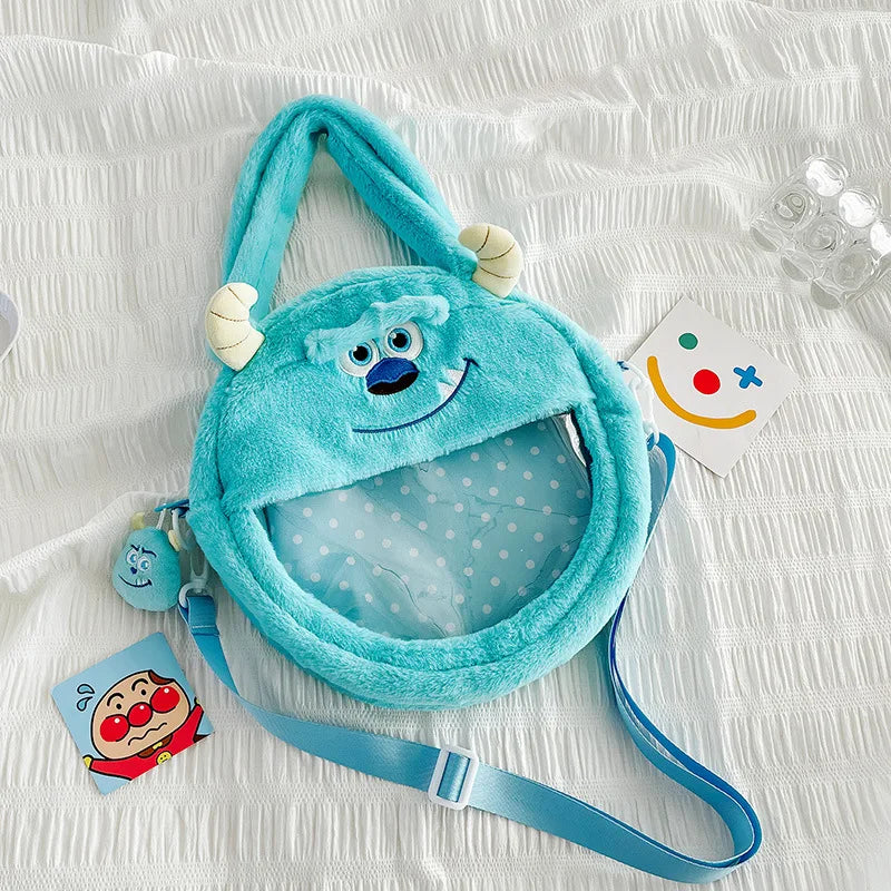 Cute Monsters University Sulley Blue Monster Doll Plushie Bag - Round or Square Shape Soft Toy as a Birthday Gift