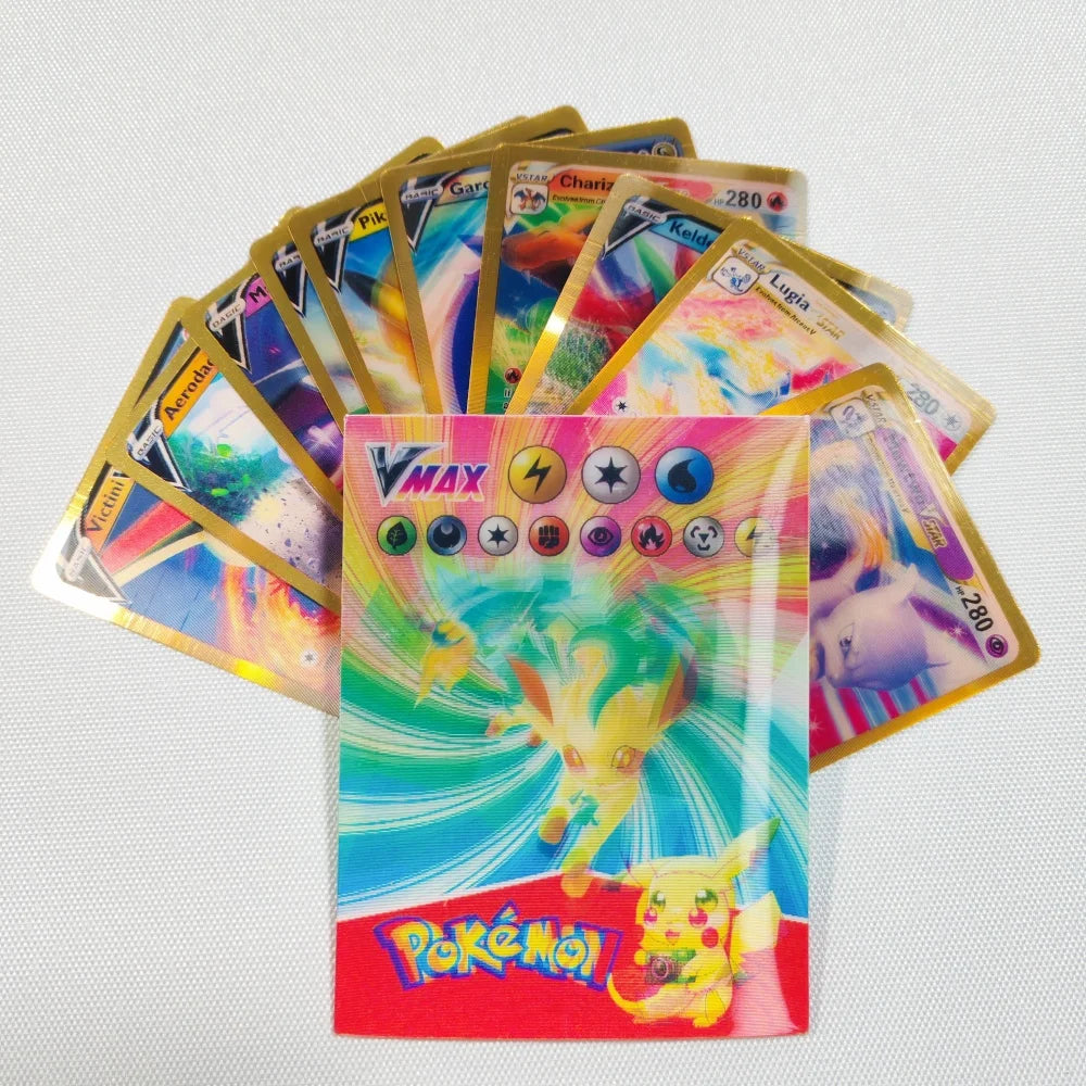 New Pokemon 3D Shining Rainbow Cards English Vmax Gx Charizard Pikachu Trading Game Collection Battle Card Children Toys Gift