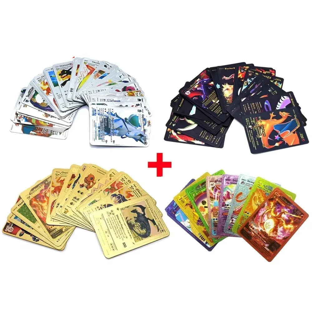 Pokemon Cards French Pikachu Gold Silver Black Silver Vmax GX V English Spanish French German Pokemon Collection Card Toys Gifts