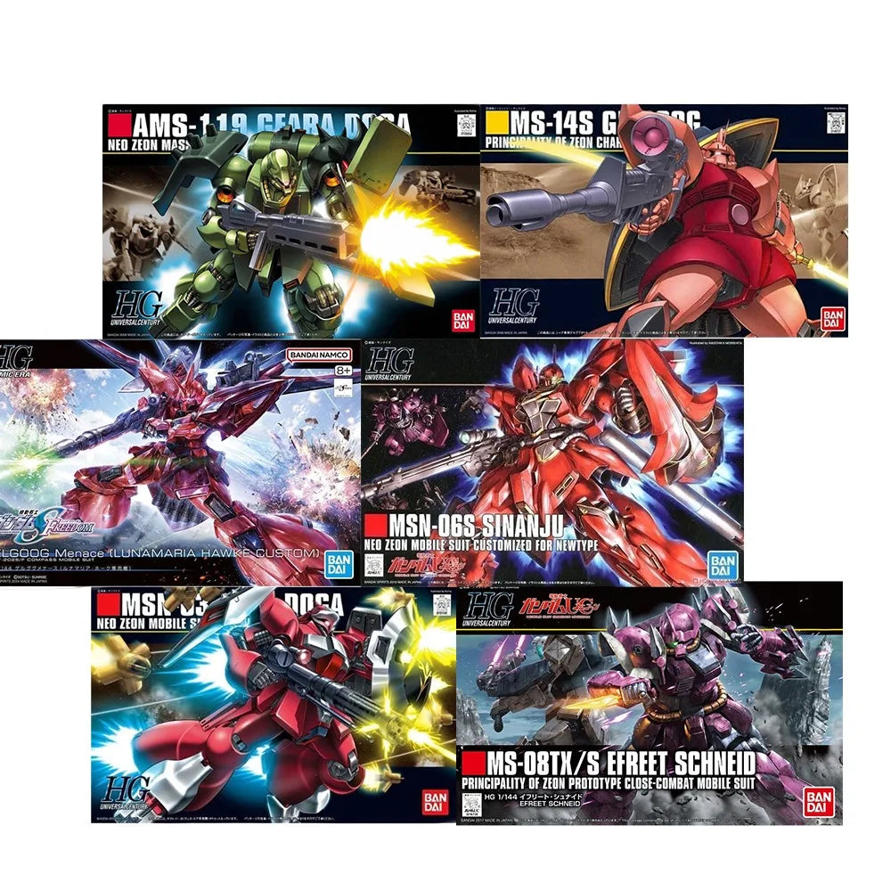 Bandai Gundam Model Kit HGUC Sinanju Efreet Schneid Geara Doga JAGD DOGA Gelgoog Action Figure Gunpla Building Anime Figures Toy