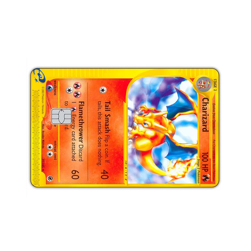 27 Options Available PTCG Charizard Credit Card Skin Sticker Anti-degaussing No Adhesive Residue for VISA Card Debit Card Anime