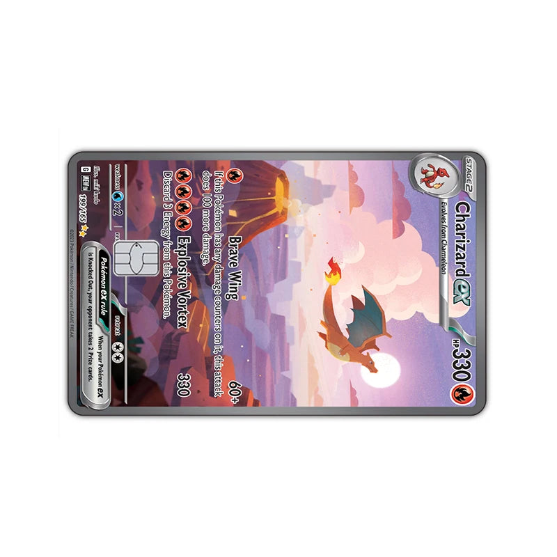 27 Options Available PTCG Charizard Credit Card Skin Sticker Anti-degaussing No Adhesive Residue for VISA Card Debit Card Anime