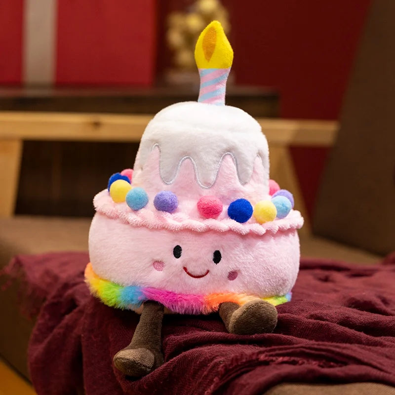 Jelly Cat Strawberry Cake Plush Toys Plush Food Dessert Pillow Kawai Sweet Birthday Cake Candle Party Decoration Creative Gifts