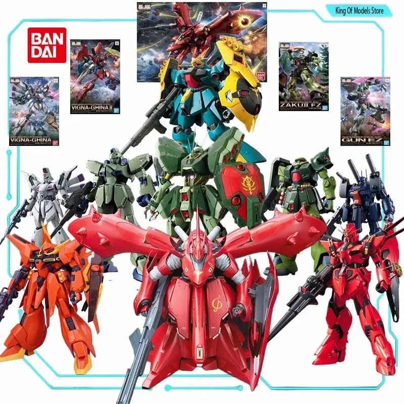 Bandai Original MODEL KIT GUNDAM RE 1/100 ALL  JAGD DOGA  ZAKU Anime Action Figure Assembly Model Toys  Model Gifts for Boys
