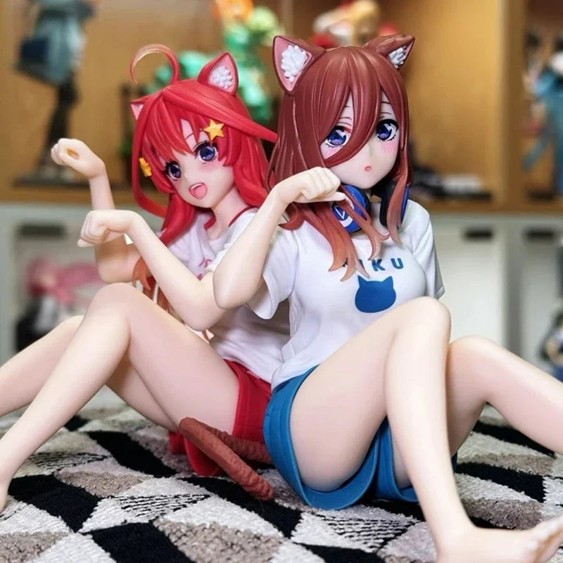 10cm Yotsuba Anime Cute Nakano Nino Figurine The Quintessential Quintuplets Figure Cat Nakano Miku Figure PVC Collection Toys