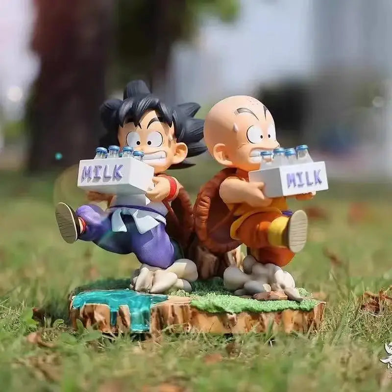 15cm Dragon Ball Figures childhood Goku Kleene Send Milk Figure Anime Action  Wukong Statue Collection Model Toys Kids