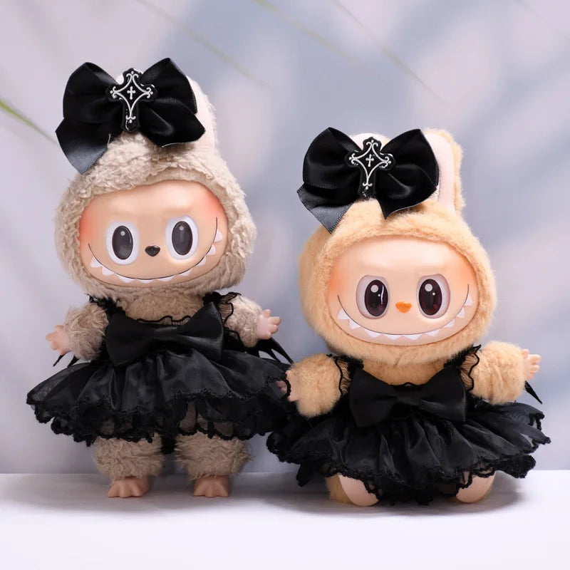 Labubu Clothes Fashion Gothic Style Skirt Labubu Doll Clothes Pendant Little Devil Strap Skirt 15/17cm Plush Doll Universal (No Doll)