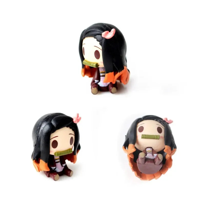 Demon Slayer Tanjiro Figure Ctue Nezuko Statue Anime Kimetsu No Yaiba Inosuke Zenitsu Figurine House Decoration Desk Accessories