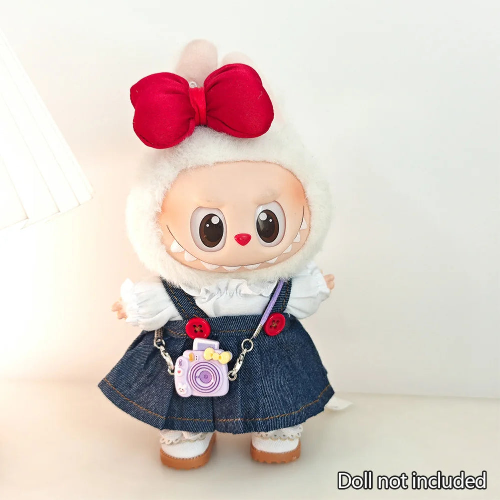 Mini Doll'S Clothes Outfit Accessories For Korea Kpop Exo 15-17cm Labubu V1 V2 Baseball jersey pants shoes camera Clothing Gift