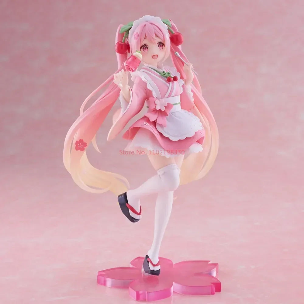 18CM TAITO  Hatsune Miku Coreful Sakura Wafuu Kissa Ver. Maid Figure Anime Figurine Model Collectible Toys Kawaii Gift