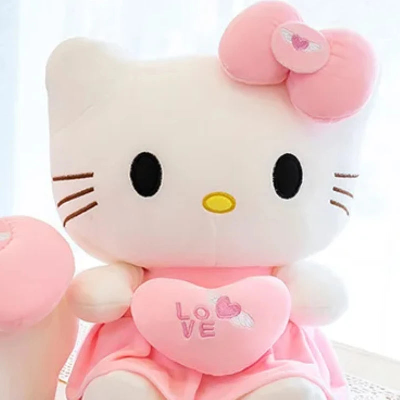 23cm Kawaii Anime KT Cat Plush Doll Sanrio KT Cat Plush Toys Pillow Soft Stuffed Cute Pink Doll Cartoon Decoration Gift