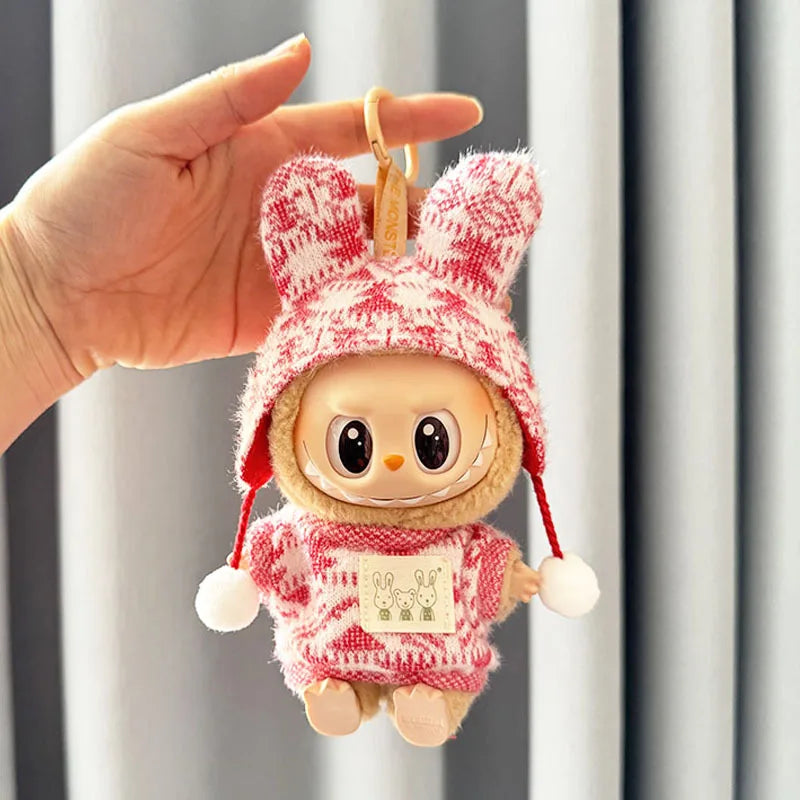 15/17cm Mini Plush Doll'S Clothes Labubu I II Idol Dolls Sitting Party Cute Hat Bib Pants Clothing Accessories Doll not Included