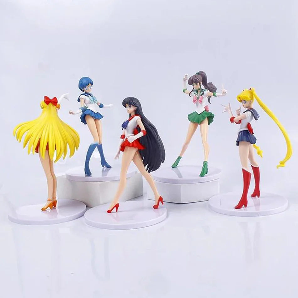 5pcs-Set Sailor Moon Anime Figure Mizuno Ami Tsukino Usagi Hino Rei Aino Minako Action Figure Model Kawaii Doll Toys Gift