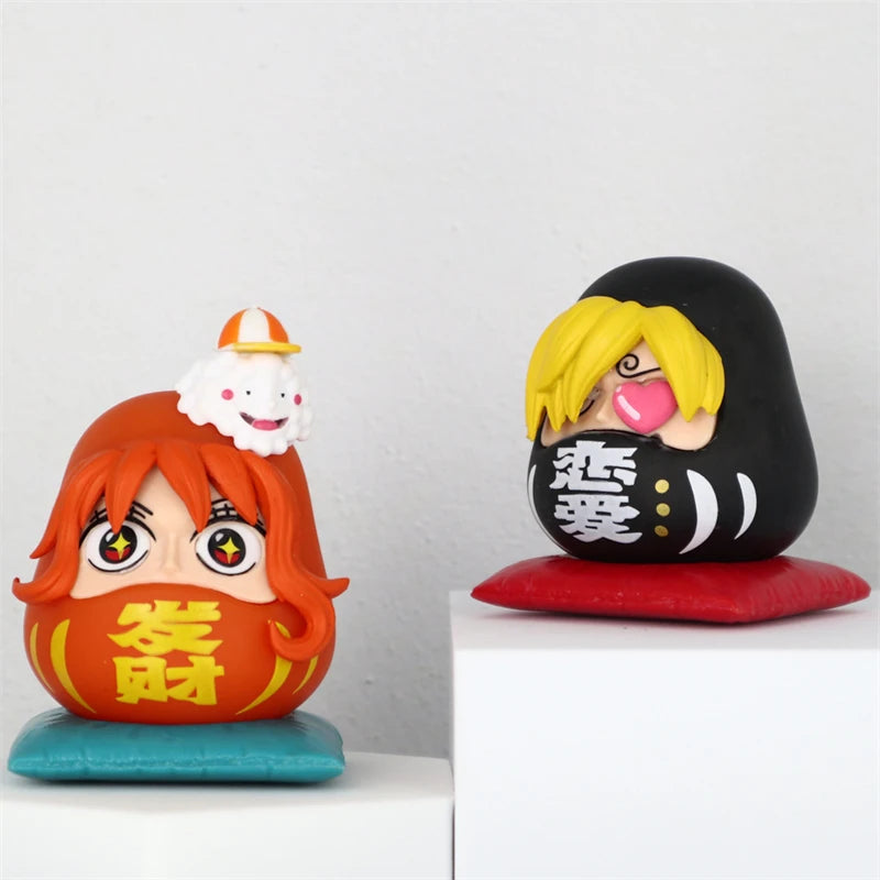 6cm Q-version One Piece Anime Figure Nika Luffy Zoro Sanji Nami Cos Super Dharma Figurine PVC Statue Model Toys Car Ornaments