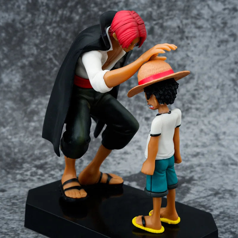 18CM One Piece Anime Four Emperors Shanks Straw Hat Luffy PVC Action Figure Figurine GK Model Toys Ornament Gift For Children