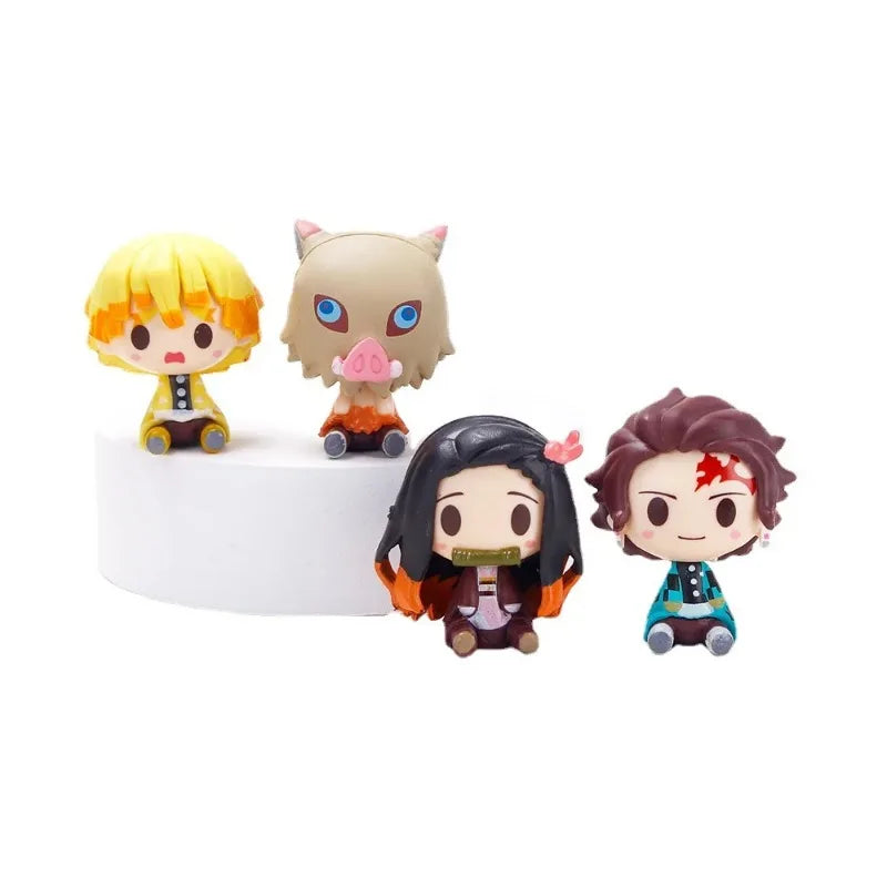 Demon Slayer Tanjiro Figure Ctue Nezuko Statue Anime Kimetsu No Yaiba Inosuke Zenitsu Figurine House Decoration Desk Accessories