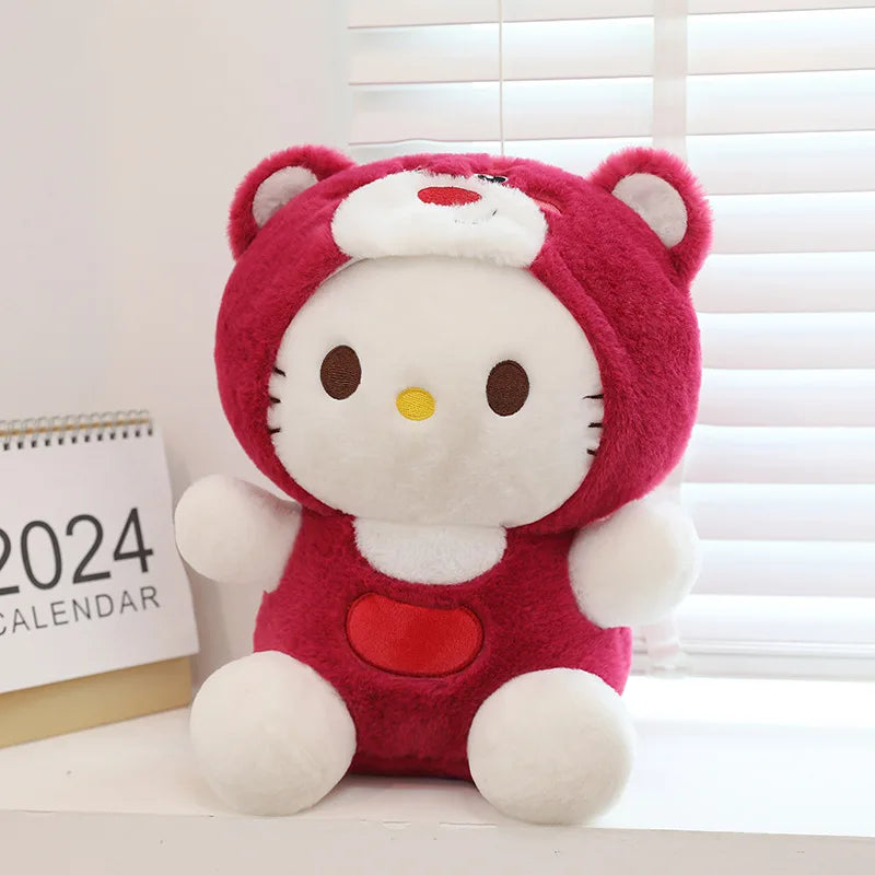 Sanrio Plush Stuffed Cute Strawberry Bear HelloKitty Children's Large Doll Holiday Gift Christmas Doll Kawaii Room Decoration