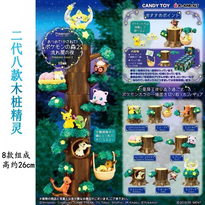 Anime Kawaii Toys Tree Stump Pocket Monster Pikachu Forest Action Figure Collectible Model Statue Game Poke Kids For Toy