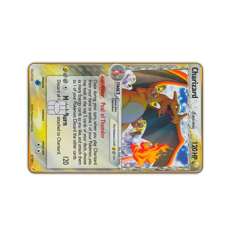 27 Options Available PTCG Charizard Credit Card Skin Sticker Anti-degaussing No Adhesive Residue for VISA Card Debit Card Anime