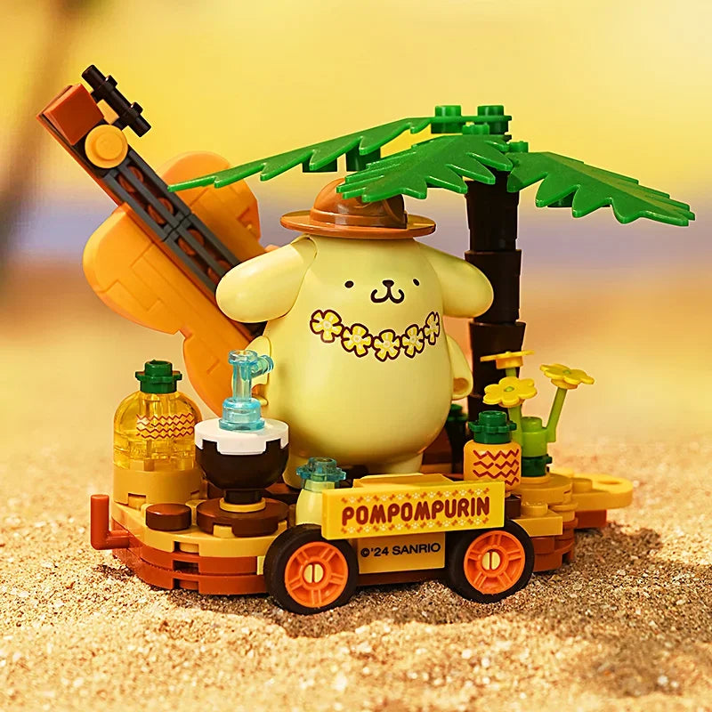 Sanrio Series Building Blocks Hangyodon Kuromi Hello Kitty Melody Flower Car Model Bricks Collection Kids DIY Toys Holiday Gifts