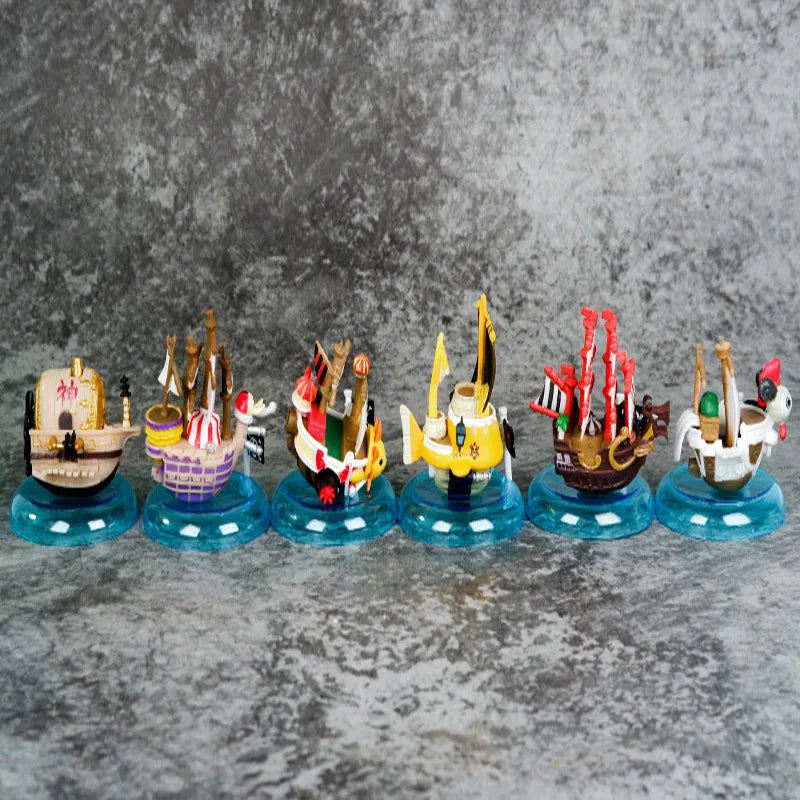 6Pcs/Set One Pieces Anime Action Figure Pirates Boat Going Merry/ Thousand Sunny Pirate Ship Doll PVC Collectible Model Gift Toy