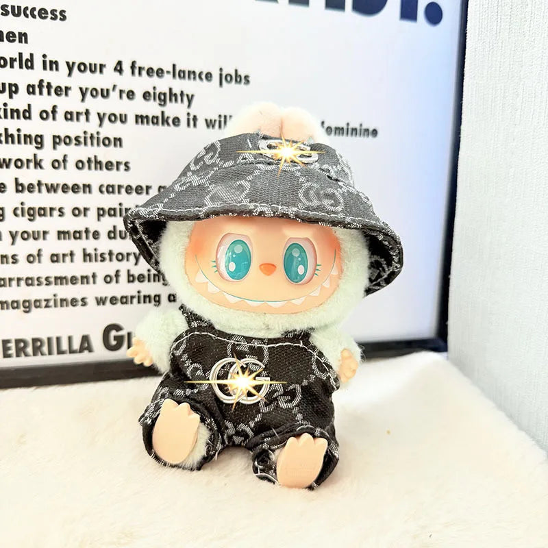 [Baby clothes only] first- and second-generation labubu cloth vinyl blind box pendant baby clothes brown and pink GG set
