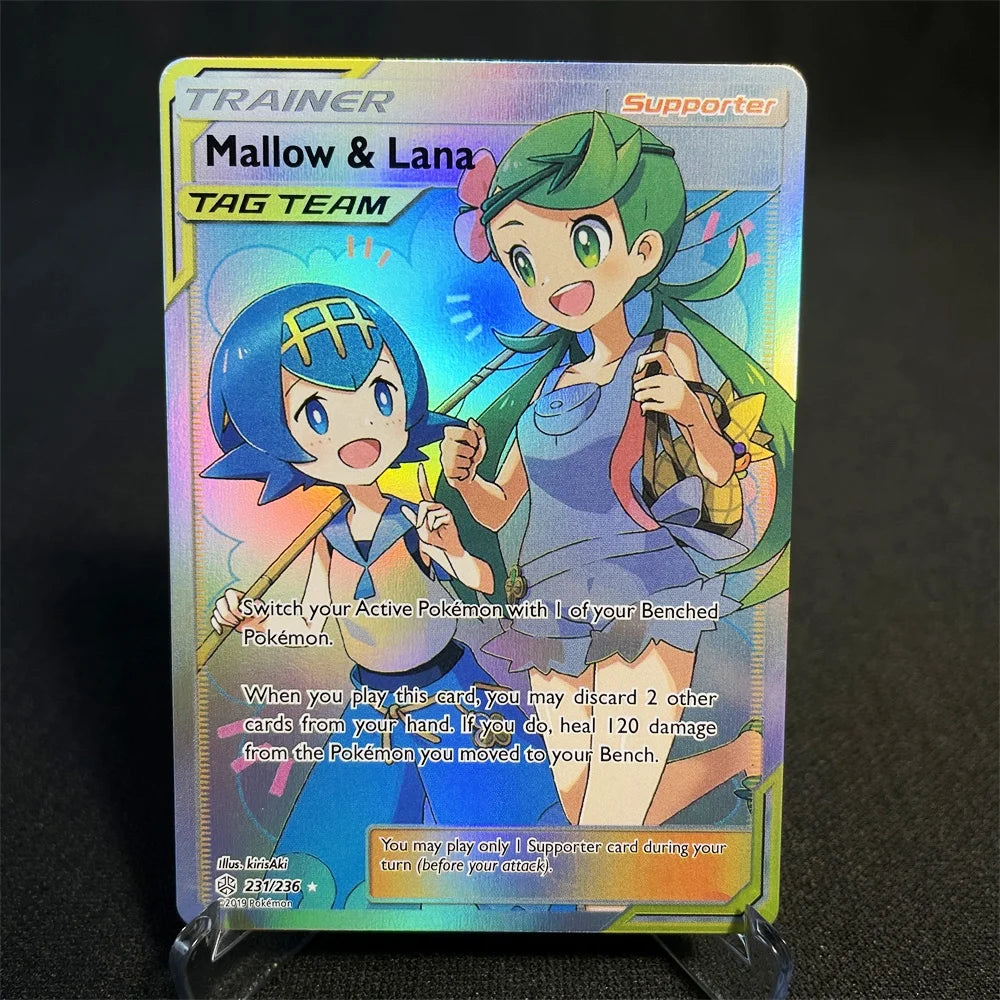 Pokémon Cards Holographic Card Sun & Moon Series Mewtwo Pikachu Paikou Serena Caitlin Collection Cards Toys Gifts Proxy Card