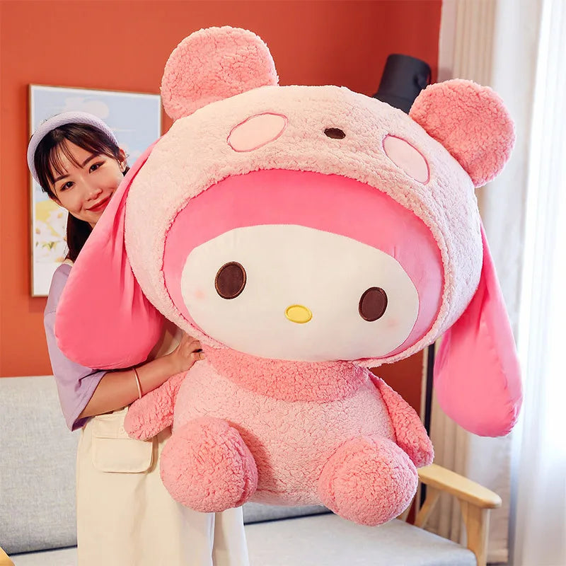 Giant My Melody Plush Cosplay Panda SANRIO Room Decor Kawaii Accessories Hello Kitty Peluches Soft Anime Plushie Toys for Girls