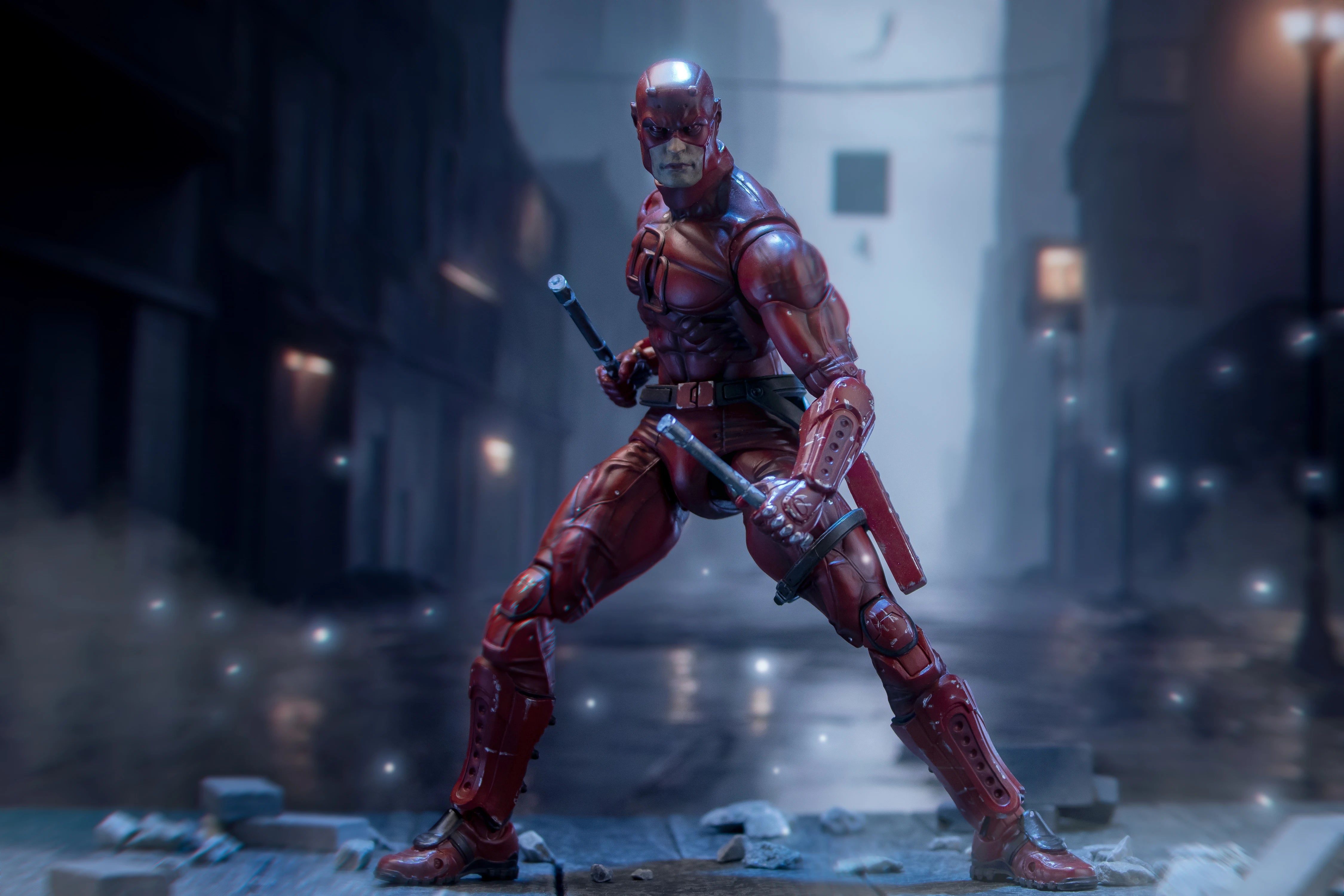 In Stock - FlefToys Marvel Daredevil Classic Red Shadowland Reborn Black 8