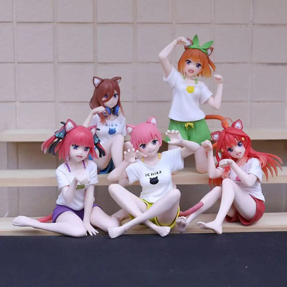 10cm Yotsuba Anime Cute Nakano Nino Figurine The Quintessential Quintuplets Figure Cat Nakano Miku Figure PVC Collection Toys