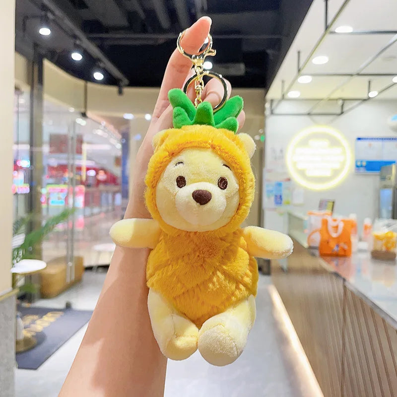 Kawaii Disney Cute Winnie Plush Keychain Couple Gift Plush Pink Dress Student Shoulder Bag Pendant Keychain Doll Decorations