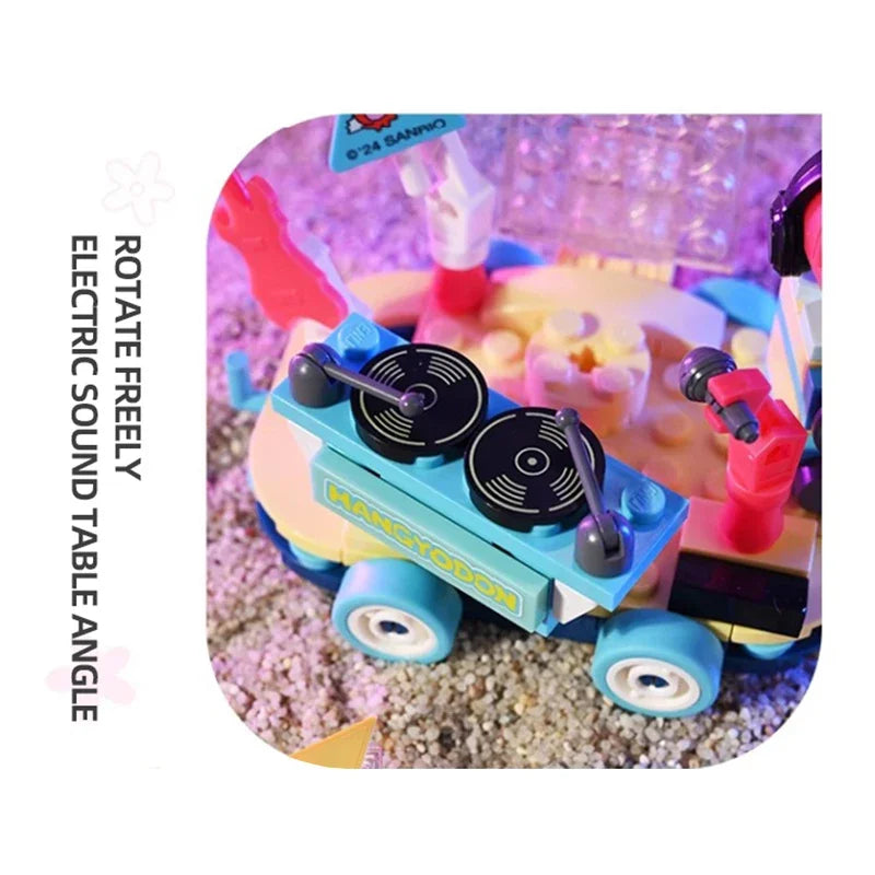Sanrio Series Building Blocks Hangyodon Kuromi Hello Kitty Melody Flower Car Model Bricks Collection Kids DIY Toys Holiday Gifts