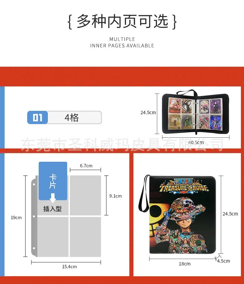 540Pcs 9 Pocket Anime One Piece Luffy Zoro Cards Book zipper PU leather Cards Binder Display Game Collection Card Kids Toy Gift