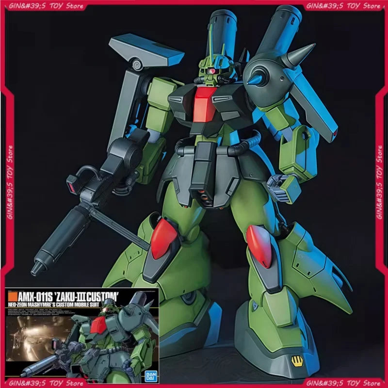 New Bandai Original Gundam Hguc 1/144 Amx-001 Zaku Iii Custom Anime Action Figure Model Ornaments Boys Assembly Toys Gifts