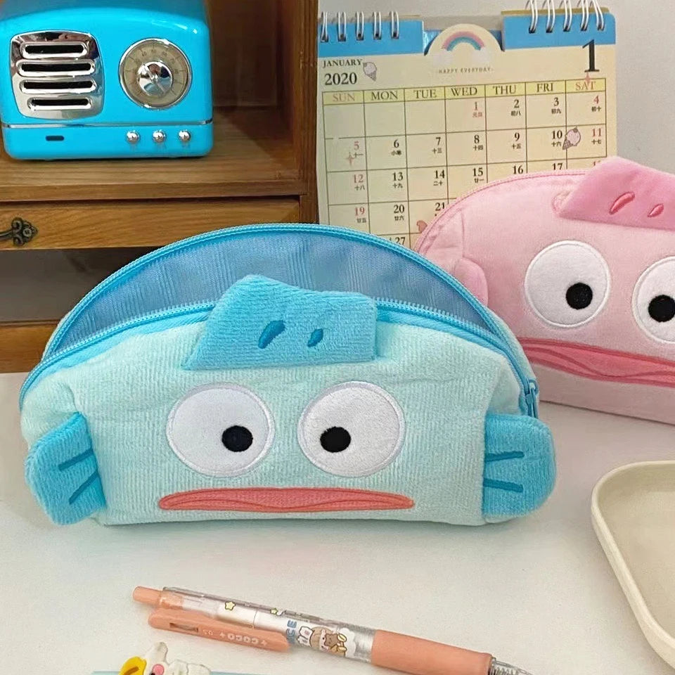 Anime Hangyodon Plush Pencil Case Cartoon Student Stationery Pouch Large Capacity Cosmetic Storage Bag for Kids Girl Gift