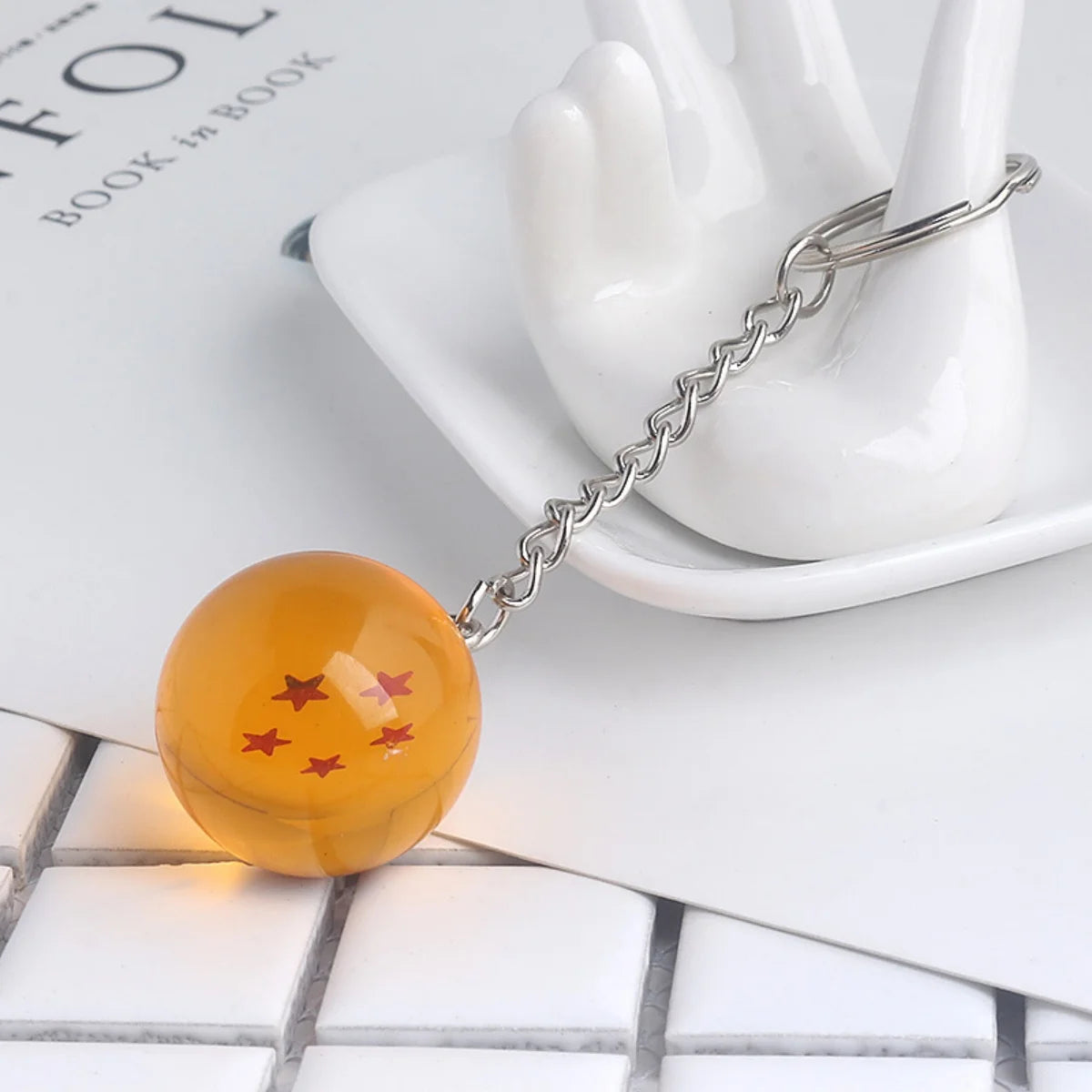 Dragon Series 1-7 Stars Balls Keychain Gokus Bead Pendant Metal Key Ring Men Car Women Bag Accessories
