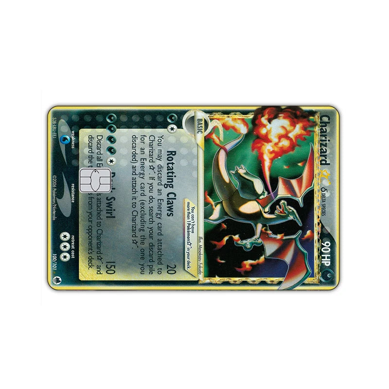 27 Options Available PTCG Charizard Credit Card Skin Sticker Anti-degaussing No Adhesive Residue for VISA Card Debit Card Anime