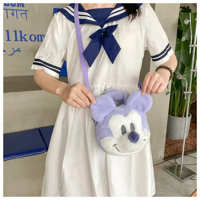 Disney Mickey Mouse Head Plush Doll Shoulder Bag Cartoon Cute Plush Doll Fashion Backpack for Girlfriend Birthday Gift