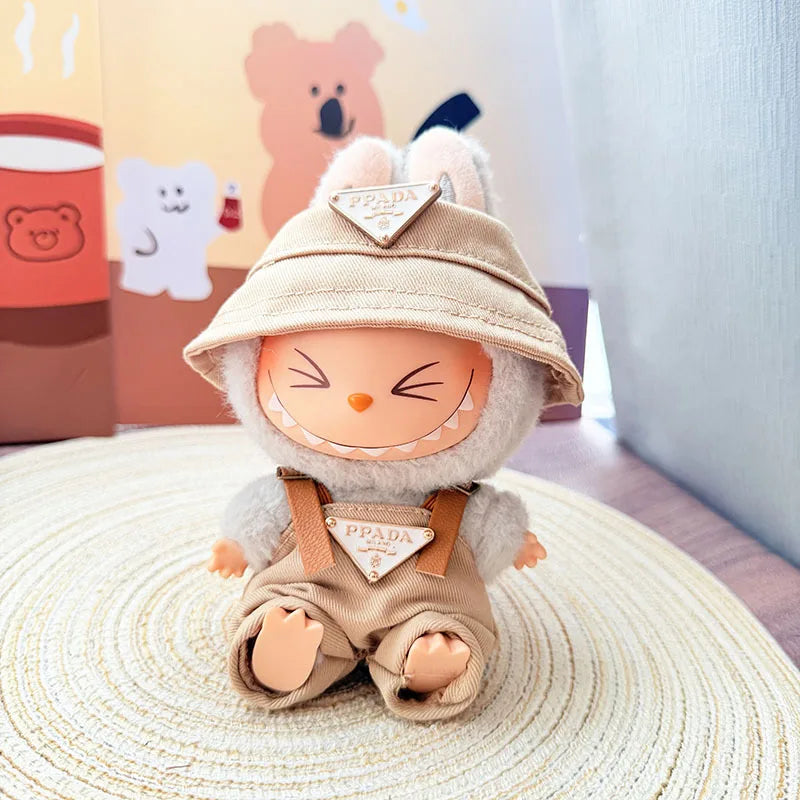 [Baby clothes only] first- and second-generation labubu cloth vinyl blind box pendant baby clothes brown and pink GG set
