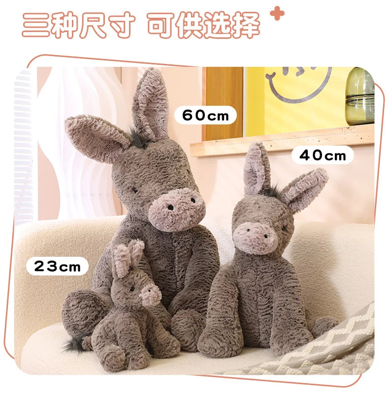 23/40/60CM Cute Burro Peluche Toys Lovely Grey Donkey Plush Dolls Stuffed Soft Animal for Baby Infant Birthday Room Decor Gifts