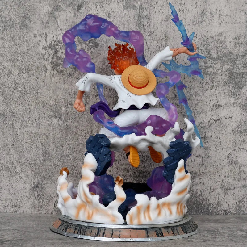38cm Anime One Piece Monkey D Luffy Gear 5 Fifth Nika Form Battle Ver. PVC Action Figure Statue Collection Model Kids Toys Doll