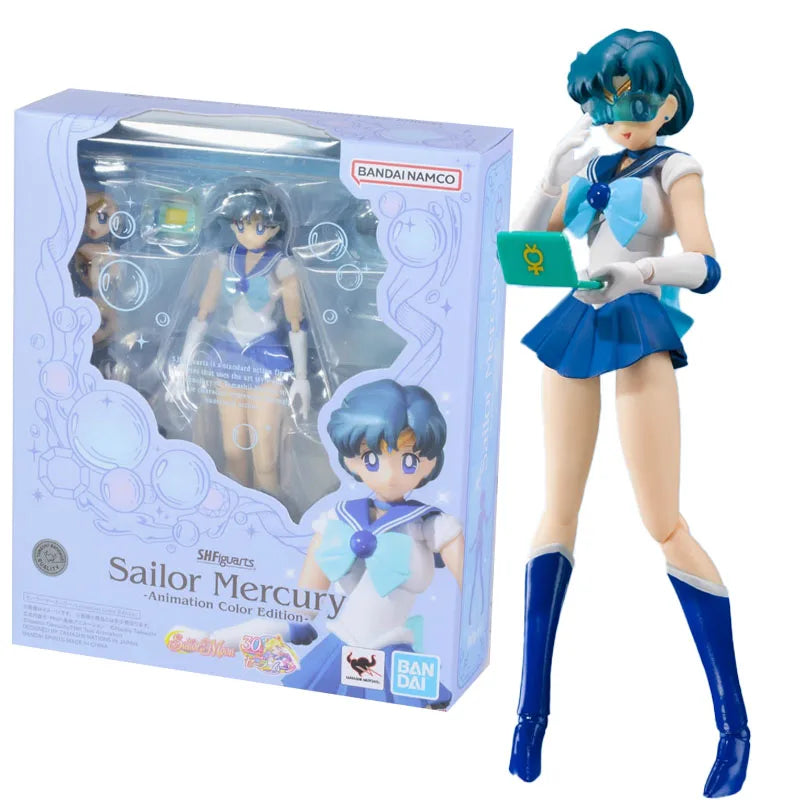 Bandai Figure Sailor Moon Anime SHF Sailor Chibi Moon Venus Animation Color Collection Model Aciton Figure Kids Toys