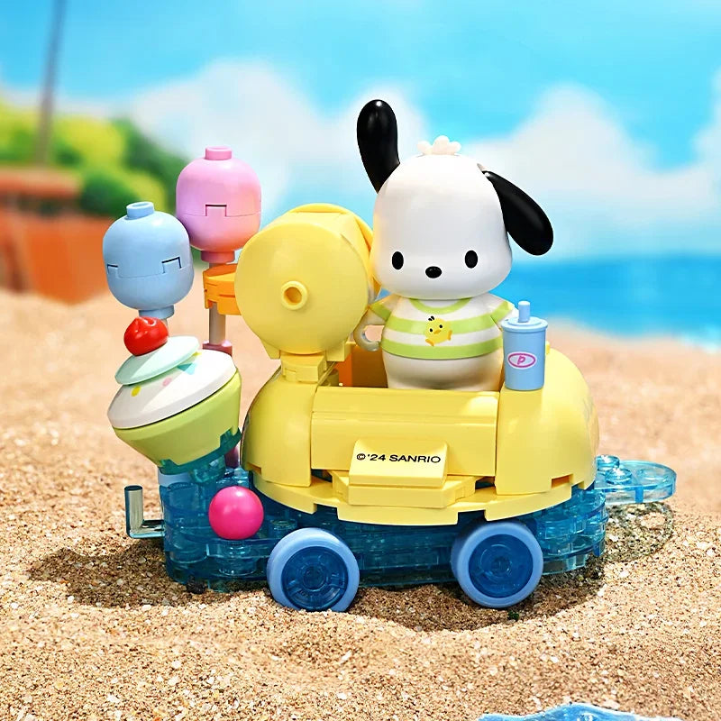 Sanrio Series Building Blocks Hangyodon Kuromi Hello Kitty Melody Flower Car Model Bricks Collection Kids DIY Toys Holiday Gifts