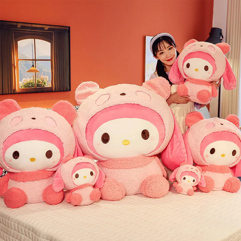 Giant My Melody Plush Cosplay Panda SANRIO Room Decor Kawaii Accessories Hello Kitty Peluches Soft Anime Plushie Toys for Girls