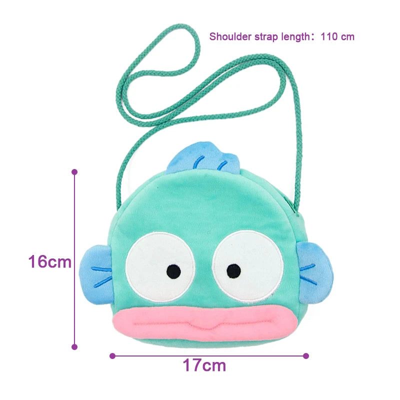 Kawaii Sanrio Hangyodon Messenger Bag Anime Cartoon Student Toy Key Headphone Storage Bag Wallet Children's Toys Birthday Gifts
