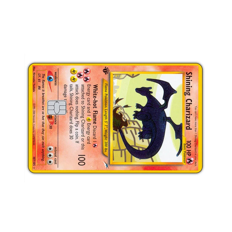 27 Options Available PTCG Charizard Credit Card Skin Sticker Anti-degaussing No Adhesive Residue for VISA Card Debit Card Anime