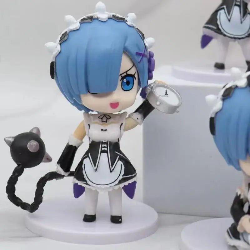 Anime Rem  Re:Life In A Different World From Zero kawaii girl Pajamas Figure  Rem Chair PVC Collection Model Toys