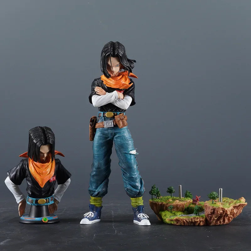 29cm Dragon Ball Z Anime Black Pearl Android 17 Action Figures Pvc Model Statue Collection Decoration Toys Gift Ornaments Doll