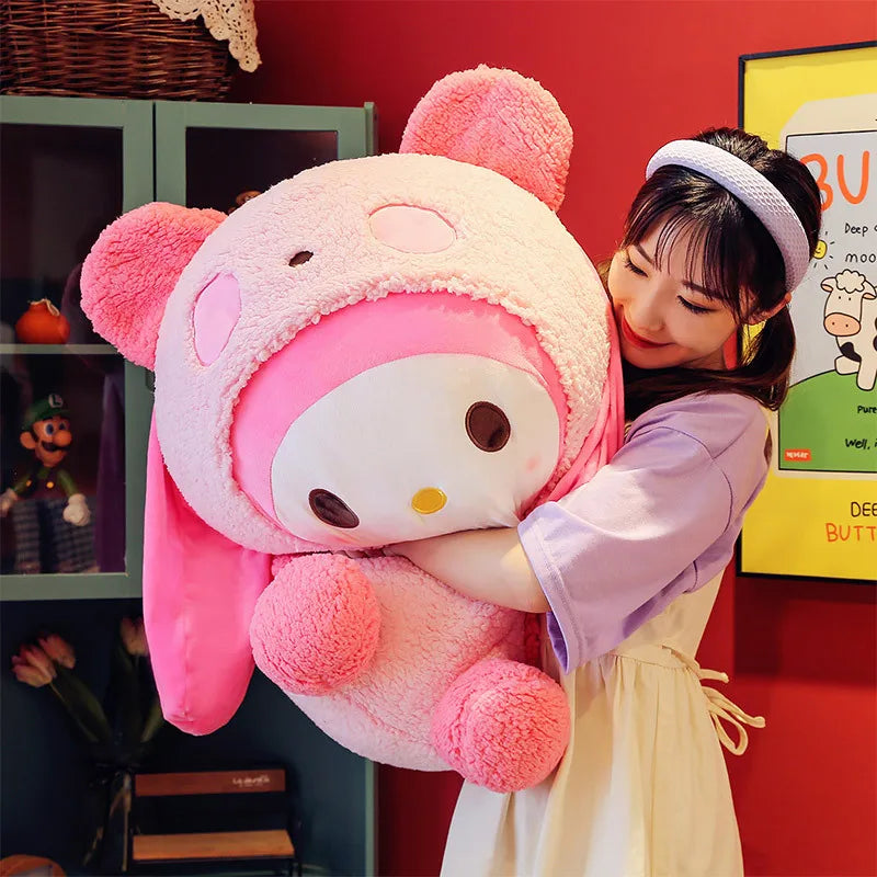 Giant My Melody Plush Cosplay Panda SANRIO Room Decor Kawaii Accessories Hello Kitty Peluches Soft Anime Plushie Toys for Girls