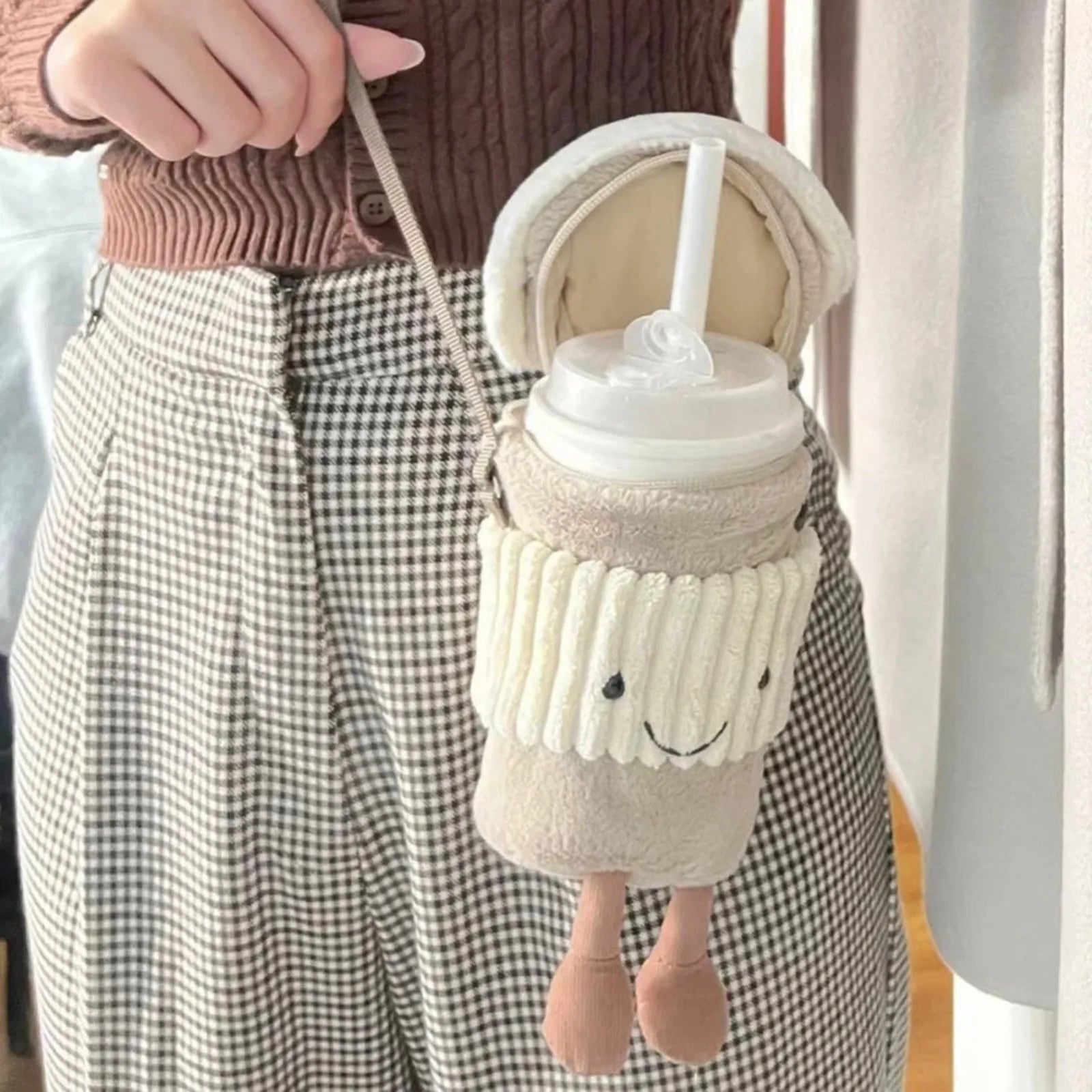 2 Colors Coffee Milk Tea Bag, Women's Messenger Bag Plush Bag, Fashion Cute, Accompanying Toy Cup Set, Girls Festival Gifts